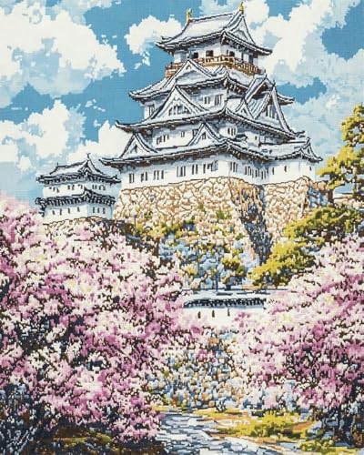 mantianhome Sakura Park gestempeltes Kreuzstich-Set für Anfänger, Retro-Schloss, umfassendes Stickset-Sortiment für Erwachsene, 11CT-Stickmuster, Nadelspitze, DIY,40X50CM mantianhome Sakura Park gestempeltes Kreuzstich-Set für Anfänger, Retro-Schloss, umfassendes Stickset-Sortiment für Erwachsene, 11CT-Stickmuster, Nadelspitze, DIY,40X50CM von mantianhome