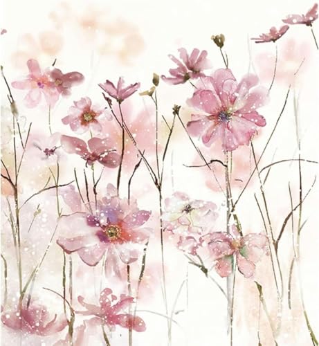 mantianhome Schnitzerei-Kreuzstich-Set, Blume, rosa, graue Blume, nordische bedruckte Leinwand, 11 ct, Kreuzstich, DIY-Stickmuster, DMC-Faden, Handarbeit, 11 ct, 3 Stränge-40X50CM von mantianhome