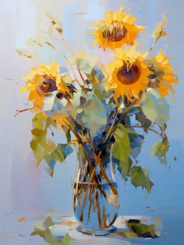 mantianhome Sonnenblumen-Ölgemälde-Kreuzstich-Set, 11CT Kreuzstich-Dekorationsgemälde für Stickarbeiten, DIY, fortgeschrittenes handgefertigtes Stickset,40X50CM von mantianhome