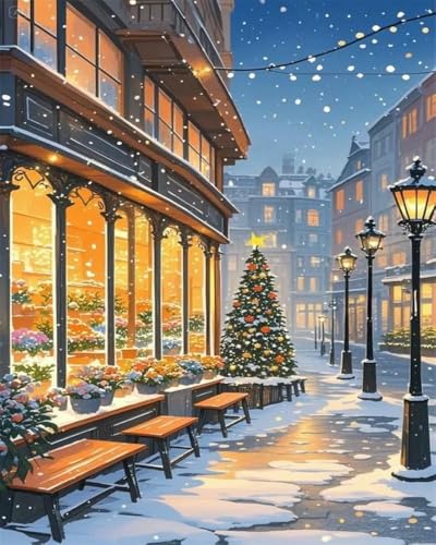 mantianhome Weihnachts-Kreuzstich-Sets für Erwachsene und Anfänger, Schaufenster mit Weihnachtsbaum auf der Straße, Stickset, komplettes Sortiment an Kreuzstich-Stempel-Sets, DIY,40X50CM mantianhome Weihnachts-Kreuzstich-Sets für Erwachsene und Anfänger, Schaufenster mit Weihnachtsbaum auf der Straße, Stickset, komplettes Sortiment an Kreuzstich-Stempel-Sets, DIY,40X50CM von mantianhome