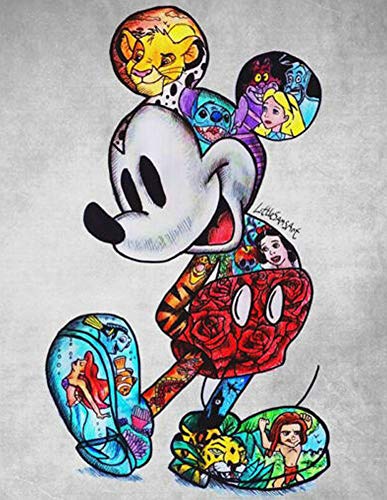 DIY 5D Diamond Painting Set, Full Drill Diamant Malerei Bilde Crystal Strass Kreuzstich Stickerei Stickpackung Arts Craft für Home Wand Dekoration(Graffiti Mickey,30*40cm) von manyile