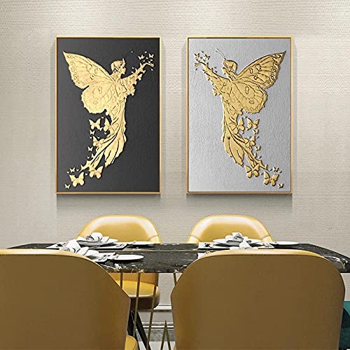 marca generica Nordic Retro Goldener Engel Wandkunst Leinwand Abstrakte Malerei Wohnkultur Vintage Poster und Drucke Wandbilder für Wohnzimmer Ungerahmt-30x40cmx2 marca generica Nordic Retro Goldener Engel Wandkunst Leinwand Abstrakte Malerei Wohnkultur Vintage Poster und Drucke Wandbilder für Wohnzimmer Ungerahmt-30x40cmx2 von marca generica