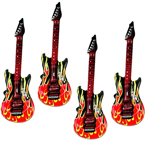 marion10020 Aufblasbare Luftgitarren Luftgitarre Air Luft Guitar, im Feuer-Design, 100 cm, 4er-Set von marion10020