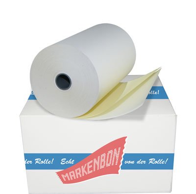 Normalpapierrollen zweilagig für Epson TMU 210 SP - weiß/gelb - [25m] (50 Rollen)- markenbon von markenbon