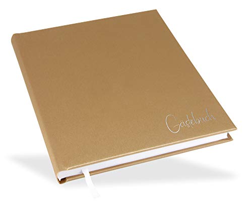 Marthiesens® Edles Gästebuch im Hardcover, 100 Blatt (200 Seiten) hochwertiges Papier, ideal für die Hochzeit, Taufe oder den Geburtstag, Format 21 x 25 cm, Farbe gold von marthiesens