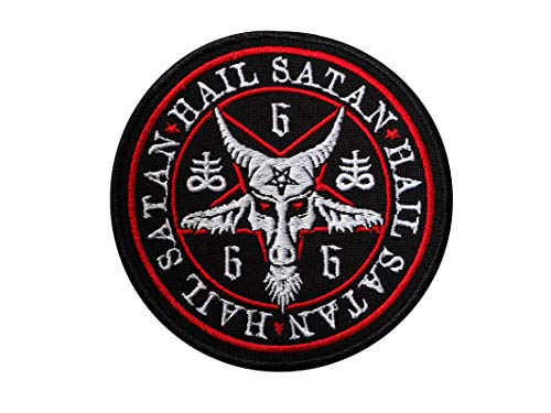 Pentagramm Hagel Satan, Teufel, Lucifer, 666, Okkult, Satanisch, Demonic, Horror, Ziege, schwarzes Metall, Tod-Gothic, Hölle, besticktes Bügelbild, Souvenir von martynastradingofficial