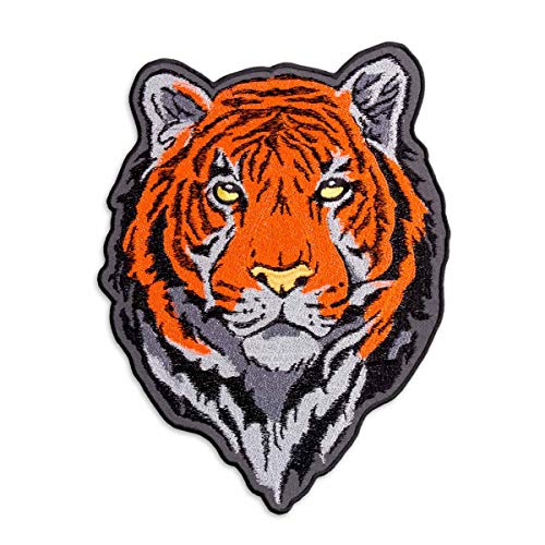 Aufnäher, Motiv: Kopf des Bengalischen Tigers, große Wildkatze, bestickt, zum Aufbügeln, 23,1 x 29,5 cm von martytradingofficial