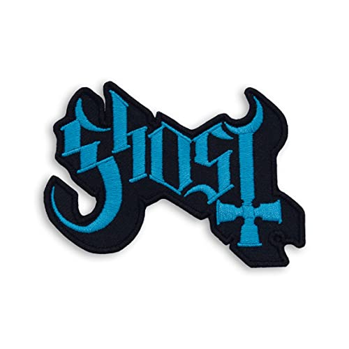 Ghost BC Band Blue Logo Patch – Rock Emblem bestickte Bügelbilder – Schwermetall-Stickerei Emblem – Aufbügeln und Aufnähen Applikation Patch für Biker – 9,7 x 6,6 cm von martytradingofficial