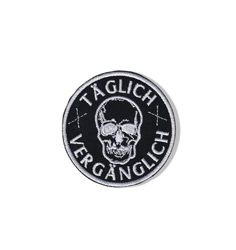 TÄGLICH VERGÄNGLICH – Totenkopf Patch mit Klettverschluss von martytradingofficial
