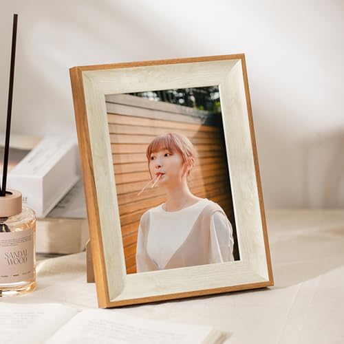 marysgift Posterrahmen, dünner Oxford-Bilderrahmen, mit Plexiglaswand und Desktop-Display (Holz + Weiß, 20,3 cm) von marysgift