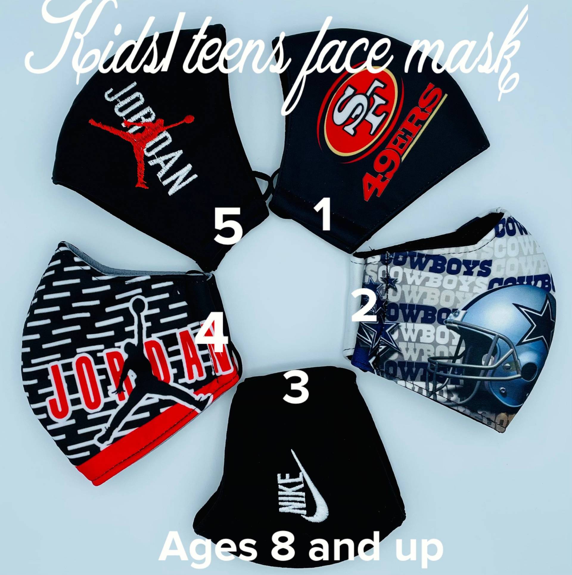 Swoosh Kinder Und Jugendliche Verschiedene Sport Gesichtsmaske, Jump Man Jordan Nfl Cowboys 49Ers Gesichtsmaske Swoosh Kinder Und Jugendliche Verschiedene Sport Gesichtsmaske, Jump Man Jordan Nfl Cowboys 49Ers Gesichtsmaske von maskzitupshop