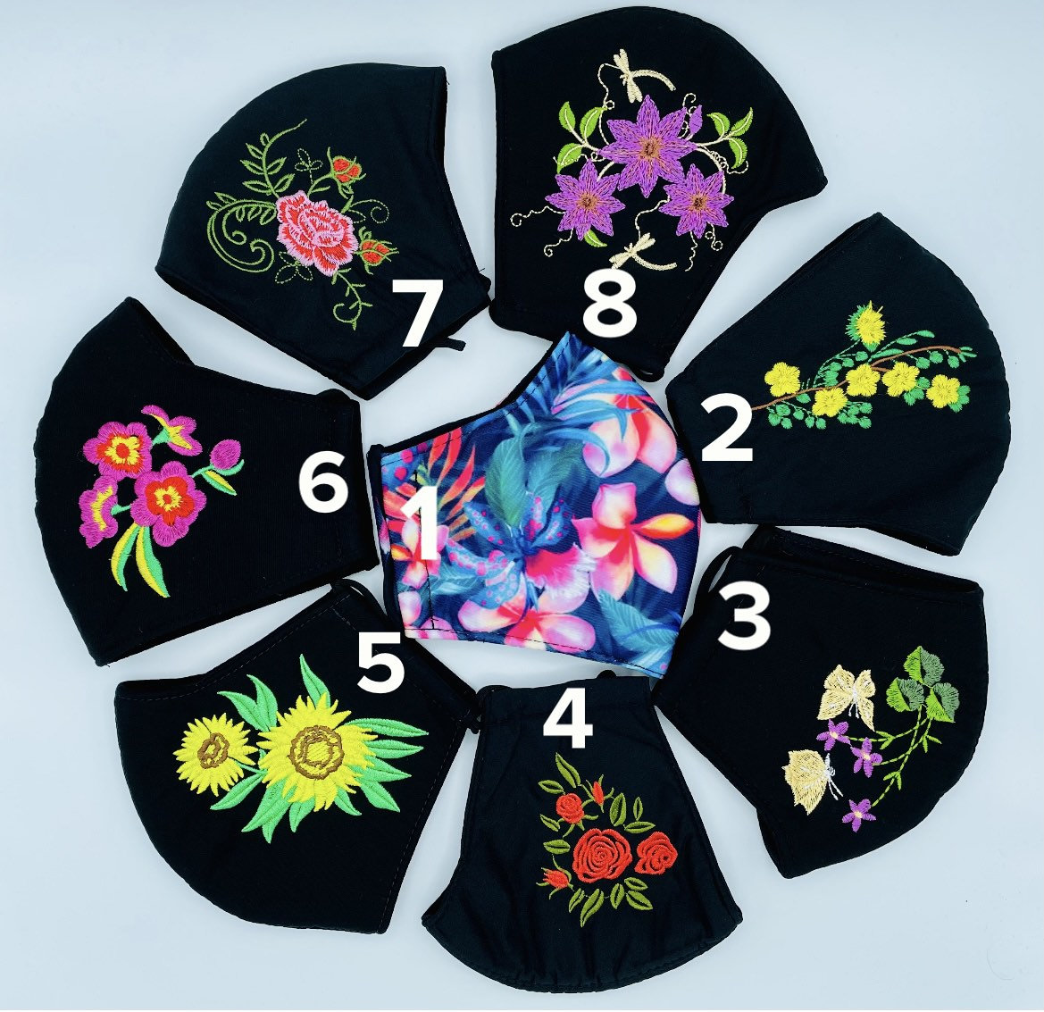 stickerei Bunte Blumen Erwachsener Hochwertige Gesichtsmaske, Sport, Mode Wiederverwendbare Und Waschbare Gesichtsmaske stickerei Bunte Blumen Erwachsener Hochwertige Gesichtsmaske, Sport, Mode Wiederverwendbare Und Waschbare Gesichtsmaske von maskzitupshop