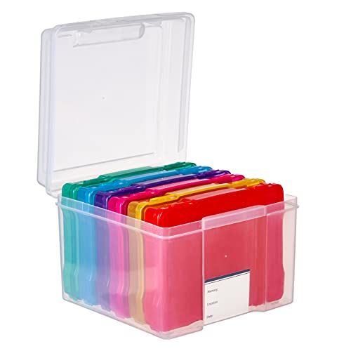 MATANA Foto-Aufbewahrungsbox Mehrfarbig (21,5 x 21,5 x 16,5cm) Foto Organizer mit 6 Fächern und Etiketten - Mehrzweck Fotobox für Bastelbedarf & Saatgut von MATANA