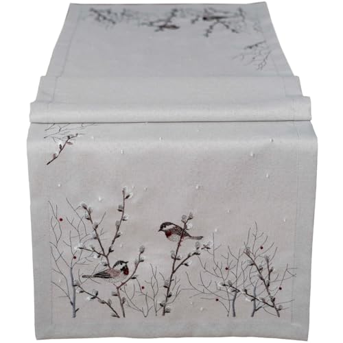 Herbstlicher Tischläufer 40 x 140 cm mit Vögeln & Weidenkätzchen - Dekorativ bestickte Mitteldecke DINA für Herbstdeko im Esszimmer, Wohnzimmer & Küche - Tischtuch für stimmungsvolle Atmosphäre Herbstlicher Tischläufer 40 x 140 cm mit Vögeln & Weidenkätzchen - Dekorativ bestickte Mitteldecke DINA für Herbstdeko im Esszimmer, Wohnzimmer & Küche - Tischtuch für stimmungsvolle Atmosphäre von matches21 HOME & HOBBY