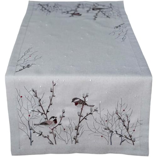 Herbstlicher Tischläufer 40 x 90 cm mit Vögeln & Weidenkätzchen - Dekorativ bestickte Mitteldecke DINA für Herbstdeko im Esszimmer, Wohnzimmer & Küche - Tischtuch für stimmungsvolle Atmosphäre Herbstlicher Tischläufer 40 x 90 cm mit Vögeln & Weidenkätzchen - Dekorativ bestickte Mitteldecke DINA für Herbstdeko im Esszimmer, Wohnzimmer & Küche - Tischtuch für stimmungsvolle Atmosphäre von matches21 HOME & HOBBY