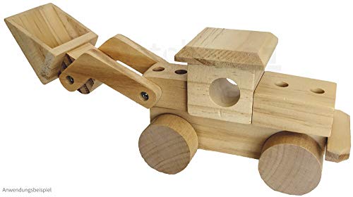 matches21 Radlader Bagger einfacher Bausatz Holzbausatz Holz vorgefertigt Bastelset für Kinder ab 7 Jahre von matches21 HOME & HOBBY