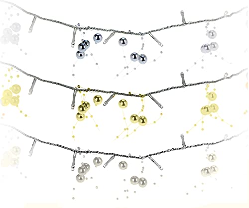 Perlenlichterkette - 20 LED Lichterkette mit Perlen - batteriebetrieben - 130 cm Silber von matrasa