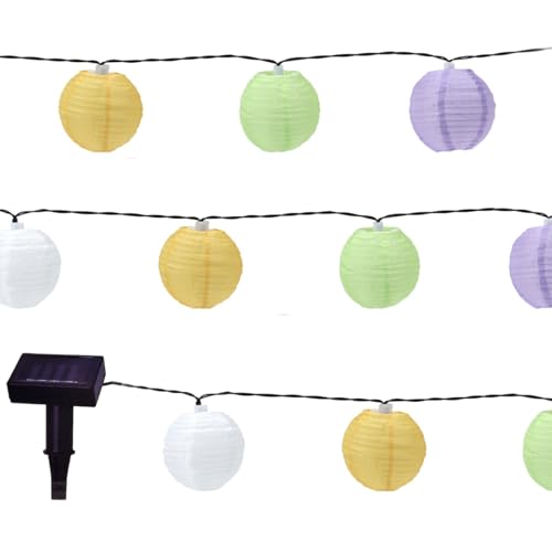 matrasa Solar Lampion Lichterkette 2,7m Bunt - 10 wetterfeste Lampions Ø 7,5 cm Gartendeko von matrasa
