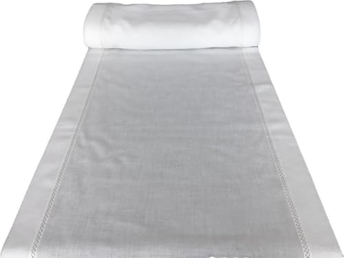 mauro scheibengardinen meterware Breite von 35 bis 120 cm Vorhangstoff Bistrogardine Kurzgardine Meterware Stoff mit Leineneffekt Naturweiß, (Breite cm 65) von mauro