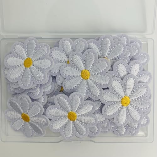 30 Stück Aufbügelflicken mit Gänseblümchen-Motiv in Weiß, Bügelbilder für Textilien, Bestickte Aufnäher zum Aufbügeln Bügelflicken für Hut, Jeans, Kleidung, Rucksäcke, DIY-Zubehör 30 Stück Aufbügelflicken mit Gänseblümchen-Motiv in Weiß, Bügelbilder für Textilien, Bestickte Aufnäher zum Aufbügeln Bügelflicken für Hut, Jeans, Kleidung, Rucksäcke, DIY-Zubehör von mauuuba