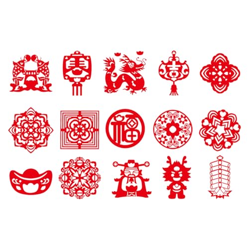 Chinesische Papierschnitte, traditionelle chinesische Volkskunst, handgefertigtes Papier, für Kinder, Neujahr, Basteln, Fensteraufkleber aus Papier für das Jahr Nue Chinesische Papierschnitte, traditionelle chinesische Volkskunst, handgefertigtes Papier, für Kinder, Neujahr, Basteln, Fensteraufkleber aus Papier für das Jahr Nue von mawel