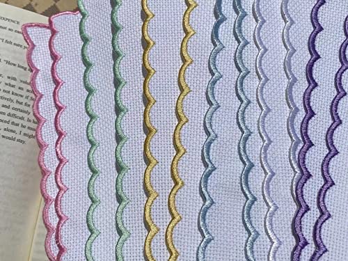 12 Stück farbige Stickerei-Ränder blanko Kreuzstich-Lesezeichen für Bastelarbeiten, Aida-Stoff mit Rand, Kreuzstich, Lesezeichen, blanko zum Kreuzstich von max stitch design