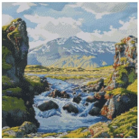 Countryside by Hill Kreuzstich-Set, Baumwolle, 14 Karat, 150 x 150 Stiche, 26 x 26 cm, Winterlandschaft, Kreuzstich-Set von max stitch design