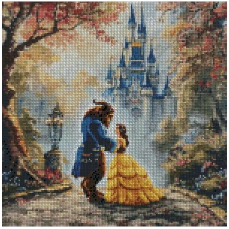 Die Schöne und das Biest, Bella im Herbst, Kreuzstich-Set, 14-fädig, Baumwolle, 150 x 150 Stiche, 26 x 26 cm, Motiv: Die Schöne und das Biest von max stitch design