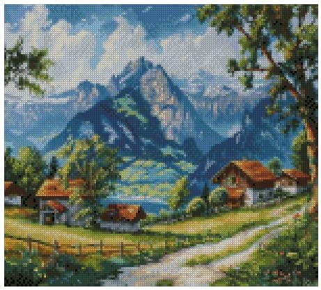 Go Hiking Kreuzstich-Set aus Baumwolle, 14 Karat, 150 x 150 Stiche, 26 x 26 cm, grüne Landschaft, Kreuzstich-Set von max stitch design