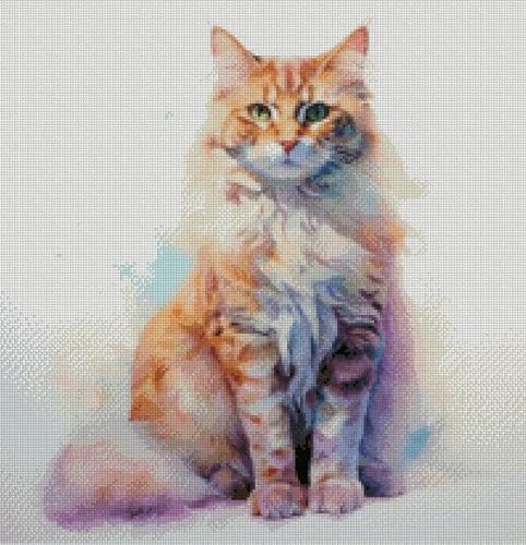 Katze in der Farbe, Rosa, 14-fädig, 200 x 200 Aida, 36 x 36 cm, Baumwollfaden, Kreuzstich-Set für Katzen von max stitch design