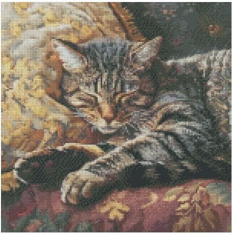 max stitch design Kreuzstich-Set, Katzen auf dem Sofa, 14 Karat, 150 x 150 Stich, 26 x 26 cm, Baumwolle, Kreuzstich-Set, 6 Stück von max stitch design