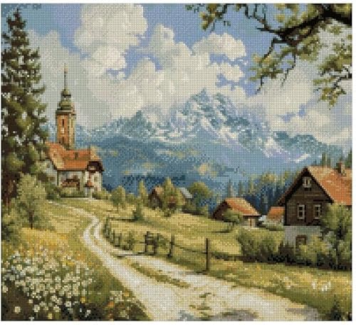 Kreuzstich-Set, Landschaft, Landschaft, Baumwolle, 200 x 200 Stiche, 36 x 36 cm, Kreuzstich nach Zählmuster, Landschaft auf dem Land, DIY Probe, Hand-Kreuzstich-Set von max stitch design