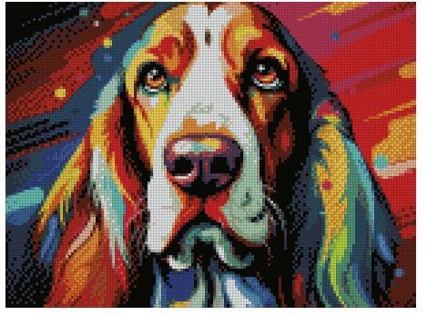 Kreuzstich-Set, Motiv: Basset Hound in Farbe, 100 % Baumwolle, 150 x 112 Stiche, 26 x 20 cm von max stitch design