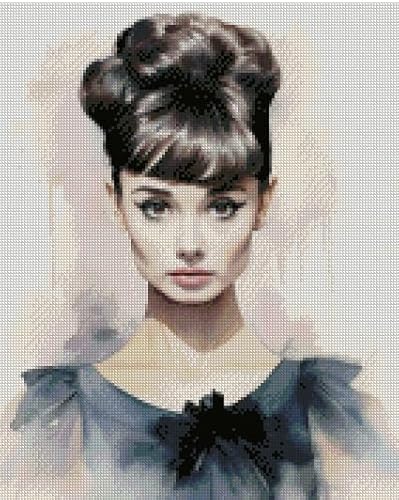 Kreuzstich-Set "Elegant Lady", 14 Zählmuster, 150 x 200 Stiche, 27 x 36 cm, Kreuzstich-Set mit Promi-Porträt von max stitch design