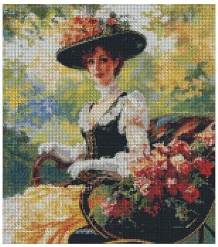 Kreuzstich-Set "Lady in Hat", 14-fädiger Aida-Stoff, 100 % Baumwollgarn, 150 x 160 Stiche, 26 x 28 cm, Kreuzstich-Set aus Baumwolle von max stitch design