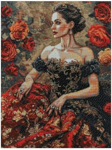 max stitch design Kreuzstich-Set 'Lady in Hat', 14-fädiger Aida-Stoff, 100% Baumwollgarn, 150 x 200 Stiche, 26 x 36 cm, Kreuzstich-Set aus Baumwolle von max stitch design