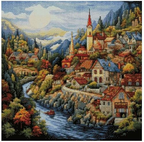 Kreuzstich-Set "River Around Counted", 100 % Baumwolle, 200 x 200 Stiche, 36 x 36 cm, Baumwolle von max stitch design
