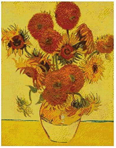 Sonnenblumen-Serie, 15 Sonnenblumen von Vincent Van Gogh, Baumwolle, Kreuzstich nach Zählmuster, 150 x 196 Stich, 38 x 45 cm, DIY Dekor, Vincent Van Gogh Sonnenblume DIY Baumwolle Kreuzstich Kit von max stitch
