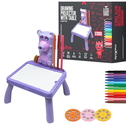 Maxlife Kinderprojektor mit Zeichentisch Violett – Zeichenprojektor für Kinder – Kreatives Spielzeug für Kinder – 48 Bilder mit Malset für Kinder - Fördert Fantasie und Motorik - Spielzeug ab 3 Jahre Maxlife Kinderprojektor mit Zeichentisch Violett – Zeichenprojektor für Kinder – Kreatives Spielzeug für Kinder – 48 Bilder mit Malset für Kinder - Fördert Fantasie und Motorik - Spielzeug ab 3 Jahre von maxlife