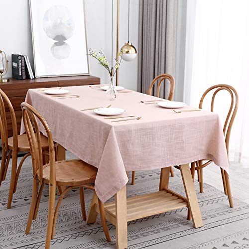 maxmill Lux Kunstleinen-Tischdecke mit Slubby-Garn, strukturierte Weben, knitterfrei, schrumpffrei, weiche Tischdecke für Küche, Esstisch, für den Außen- und Innenbereich, 152.4 x 213.3 cm, Blush von maxmill