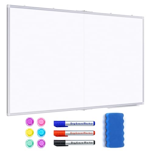 Magnetisches Whiteboard, 100 x 180 cm, trocken abwischbar, Wandbehang, legierter Aluminiumrahmen, großes Whiteboard, mit 3 Markerstiften, 6 Magneten, 1 Radiergummi Magnetisches Whiteboard, 100 x 180 cm, trocken abwischbar, Wandbehang, legierter Aluminiumrahmen, großes Whiteboard, mit 3 Markerstiften, 6 Magneten, 1 Radiergummi von maxtek