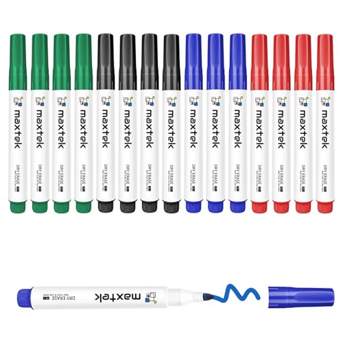 maxtek Whiteboard Marker, 16 Whiteboard Stifte Abwischbar, Rundspitze, ca. 2mm Linienbreite, Trocken und Rückstandsfrei Abwischbar von Whiteboards, Hohe Qualität, Set mit 4 Farben maxtek Whiteboard Marker, 16 Whiteboard Stifte Abwischbar, Rundspitze, ca. 2mm Linienbreite, Trocken und Rückstandsfrei Abwischbar von Whiteboards, Hohe Qualität, Set mit 4 Farben von maxtek