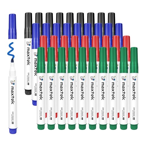 maxtek Whiteboard-Marker, Rundspitze, trocken abwischbare Stifte, 2 mm Linien, geruchsarm, Whiteboard-Marker, abwischbar, für Schule, Büro, Zuhause, 36 Stück maxtek Whiteboard-Marker, Rundspitze, trocken abwischbare Stifte, 2 mm Linien, geruchsarm, Whiteboard-Marker, abwischbar, für Schule, Büro, Zuhause, 36 Stück von maxtek
