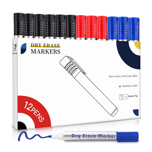 maxtek Whiteboard Marker, 12 Whiteboard Stifte Rundspitze 2-3 mm Strichstärke, Set mit 3 Farben, hohe Qualität, rückstandsfrei trocken abwischbar (6 Schwarz, 3 Rot, 3 Blau) maxtek Whiteboard Marker, 12 Whiteboard Stifte Rundspitze 2-3 mm Strichstärke, Set mit 3 Farben, hohe Qualität, rückstandsfrei trocken abwischbar (6 Schwarz, 3 Rot, 3 Blau) von maxtek