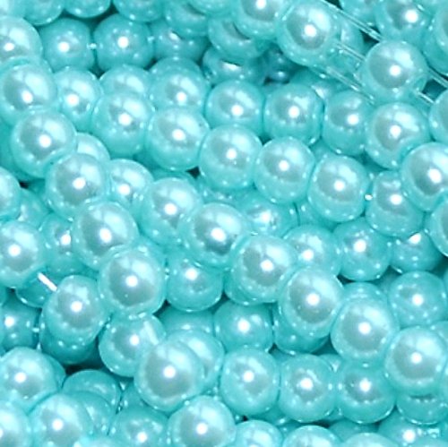 100 + PCS Glas Perlen, rund, 8 mm, blau von maxum