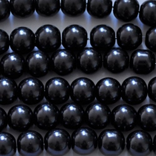 maxumbeads 150 + PCS Glas Perle Perlen, rund, 6 mm, Glas, schwarz, 6 mm von maxumbeads