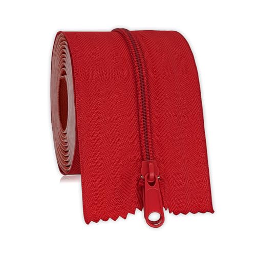 MAYOKEN® 1Stück Selbstklebender Reißverschluss für Staubschutztür mit Reißverschluss, 220 cm x 7,6 cm, Rot, Hochleistungs-Doppelseitiger Reißverschluss für Staubschutzwände, Gewächshäuser, Bauzonen von mayoken