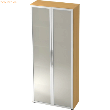 mcbuero.de Glastürenschrank Basic 5 OH BxTxH 80x33x188cm Griff BM Buch von mcbuero.de