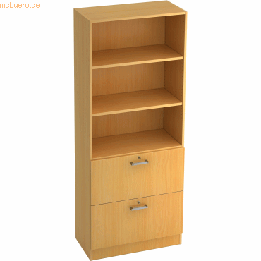 mcbuero.de Regal 5 OH 80x42x200,4cm 2HR Sockelblende Griff CE Buche/Bu mcbuero.de Regal 5 OH 80x42x200,4cm 2HR Sockelblende Griff CE Buche/Bu von mcbuero.de