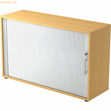 mcbuero.de Rolladenschrank 2 OH BxTxH 120x40x74,8cm Griff RE Buche/Sil von mcbuero.de